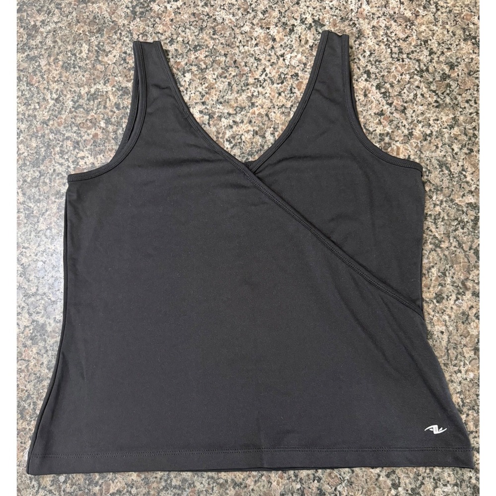Athletic Works Womens Black Reversible Scoop V-Neck Active Tank Top Size M 8-10